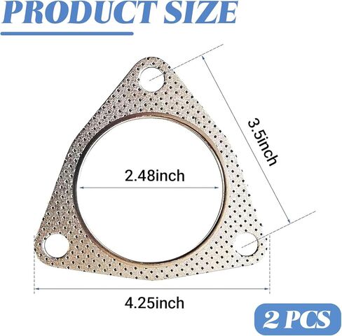 2.5 Inch Exhaust Gasket, Three-Bolt Exhaust Flange Gasket, Durable Gasket Replacement, Automotive Exhaust Pipe Sealing Gasket, Universal Cars Accessories (2PCS) in Kuwait