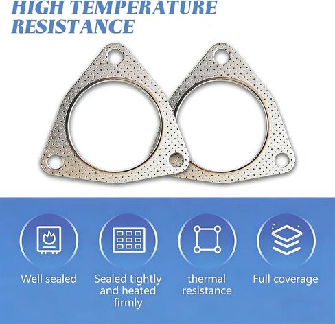 2.5 Inch Exhaust Gasket, Three-Bolt Exhaust Flange Gasket, Durable Gasket Replacement, Automotive Exhaust Pipe Sealing Gasket, Universal Cars Accessories (2PCS) in Kuwait