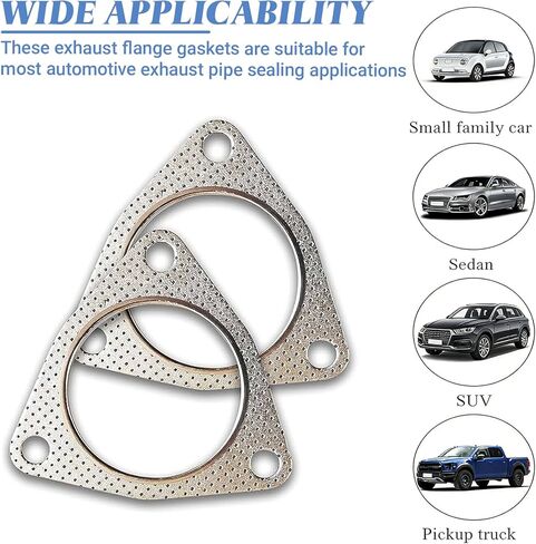 2.5 Inch Exhaust Gasket, Three-Bolt Exhaust Flange Gasket, Durable Gasket Replacement, Automotive Exhaust Pipe Sealing Gasket, Universal Cars Accessories (2PCS) in Kuwait