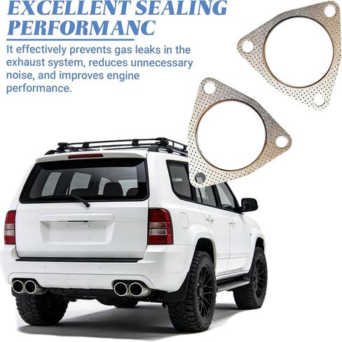 2.5 Inch Exhaust Gasket, Three-Bolt Exhaust Flange Gasket, Durable Gasket Replacement, Automotive Exhaust Pipe Sealing Gasket, Universal Cars Accessories (2PCS) in Kuwait