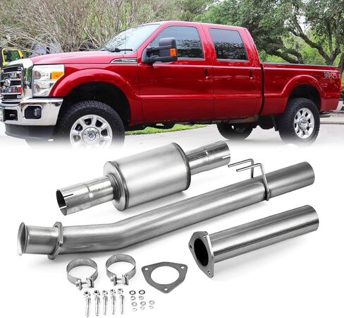 Stainless Steel Exhaust Pipe Kit + Muffler for 2011-2019 Ford F-250 F-350 F-450 SuperDuty Pickup Truck 6.7L 4" Powerstroke Diesel in Kuwait