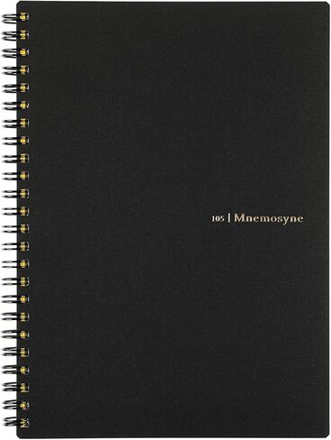 Maruman Mnemosyne Dot Grid Notebook- A5, 8.27" x 6.34", 80 Sheets / 160 Pages, 5mm Dotted Journal, Perforated Pages & Wire-Bound to Lay Flat, Black, Made in Japan in Saudi Arabia
