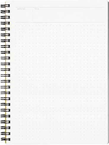 Maruman Mnemosyne Dot Grid Notebook- A5, 8.27" x 6.34", 80 Sheets / 160 Pages, 5mm Dotted Journal, Perforated Pages & Wire-Bound to Lay Flat, Black, Made in Japan in Saudi Arabia