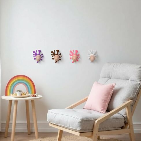 BreezeHug 4 Pcs Ice Cream Wall Decor 3D Melting Drip Ice Cream Cone Art Decor Wall Hook for Summer Themed Home, Living Room, Bedroom, Birthday, Party, with Adhesive & Screw(Coffee, White, Red, Purple) in Saudi Arabia