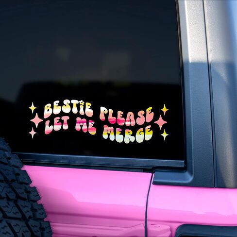 GRITKULTURE Bestie Please Let me Merge Funny Meme ملصق من الفينيل وملصق ممتص للصدمات للسيارات والشاحنات والسيارات والنوافذ (أزرق) in Kuwait