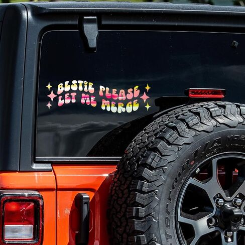 GRITKULTURE Bestie Please Let me Merge Funny Meme ملصق من الفينيل وملصق ممتص للصدمات للسيارات والشاحنات والسيارات والنوافذ (أزرق) in Kuwait