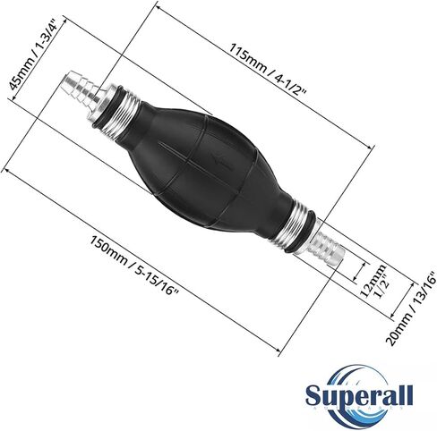 12 مللي متر 1/2 "أسود لمبة نوع المطاط نقل الوقود فراغ خط الوقود اليد التمهيدي البنزين البنزين الديزل مضخة لمبة ل ملحقات القوارب البحرية in Kuwait