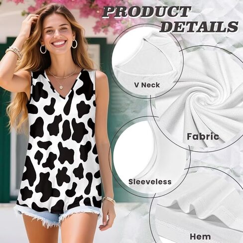 Women's Tank Tops Loose Fit Plus Size V Neck Tops Summer Sleeveless T Shirt in Saudi Arabia