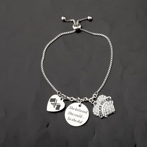 TIIMG Color Guard Gift She Believed She Could So She Did Color Guard Inspired Flag Gifts Flag Guard Bracelet in Saudi Arabia