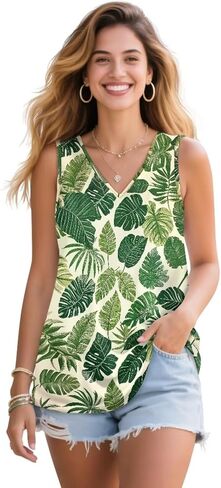 Women's Tank Tops Loose Fit Plus Size V Neck Tops Summer Sleeveless T Shirt in Saudi Arabia