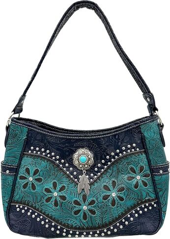 Zelris Floral Western Concho Feather Conceal Carry Women Tote Purse Handbag Set in Kuwait