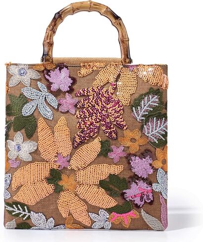 حقيبة يد مطرزة بالترتر، حقيبة يد علوية مزهرة ومحافظ مسائية بمقبض مطرز in Kuwait