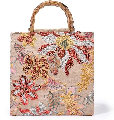 Sequin Embroidered Tote Bag, Floral Top Handbag Beaded Clutch Evening Purses in Saudi Arabia