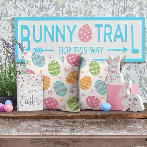 DFXSZ عيد الفصح وسادة يغطي 18x18 مجموعة من 2 عيد الفصح ديكور البيض الملونة لرمي الوسائد يغطي الربيع مزرعة وسادة يغطي ديكور الأريكة غرفة المعيشة 83A in Kuwait