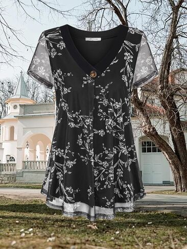 Womens Pleat Stretch Mesh Blouses Short Sleeve Breathable Flowy Shirts in Saudi Arabia