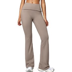 BRXL لا التماس الأمامي أضعاف أكثر من طماق مضيئة للنساء طويل القامة 31 "فولدوفر بنطال رهيف منتصف منخفضة الخصر صالة زبداني السراويل الناعمة in Kuwait