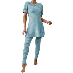 PINSV Womens 2 Piece Outfits Casual Sets Short Sleeve Top and Pants Lounge Sets Tracksuit in Kuwait