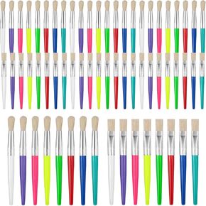 64 Pcs Paint Brushes Sets for Kids Toddler Art Supplies Large Chubby Round and Flat Brush for School Washable Acrylic Oil Paint in Kuwait