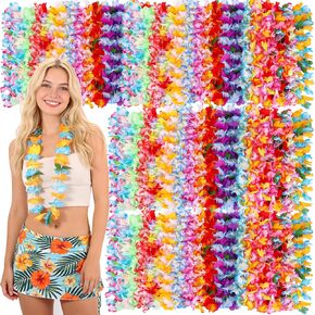 Atonofun 120 قطعة هاواي ليس السائبة، هاواي زهرة ليس لوا موضوع حزب الزينة الملونة قلادة زهرة الاستوائية للأطفال البالغين هاواي شاطئ لوا حزب تفضل اللوازم in Kuwait