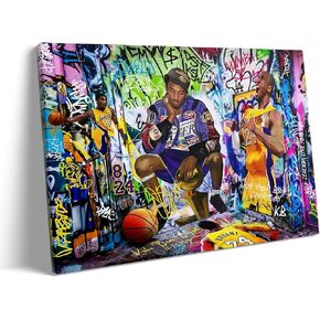 Kobe Bryant Canvas Wall Art Decor - Graffiti-Inspired Basketball Tribute Featuring Lakers Iconic Moments, Mamba Mentality Design for Living Room or Office Wall Decor 8X10 in Kuwait