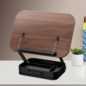 Adjustable Book Stand with Storage, 360° Rotating Base Cookbook Holder, Adjustable Foldable, Multifunctional Desktop Reading Rack for Cookbooks, Recipes, Tablets/Laptops in Kuwait