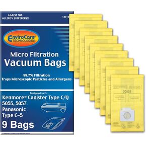 EnviroCare Replacement Vacuum Cleaner Bags made to fit Kenmore Canister Type C or Q 50555, 50558, 50557 and Panasonic Type C-5 9 pack in Kuwait