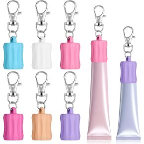 6 قطع من سلسلة مفاتيح ملمع الشفاه، سلسلة مفاتيح حامل ملمع الشفاه من السيليكون، سلاسل مفاتيح ملونة قابلة للحمل بغطاء ملمع الشفاه للمحفظة والمحفظة وحقيبة الظهر وإكسسوارات المفاتيح الساحرة، 6 ألوان in Kuwait