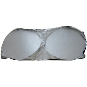 Spring Loop Collapsilbe Dual Circle 1 Piece Auto Sunshade - Metalic Silver 59 inch x 27.5 inch in Kuwait