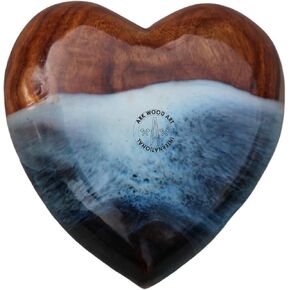 Ocean-Inspired Epoxy Resin Wooden Heart Urn Keepsake Urn for Human & Pet Ashes, Brown, Heart Pattern, 4x4x2 Inches, 6 Cubic Inches, Handcrafted Rosewood & Resin in Kuwait