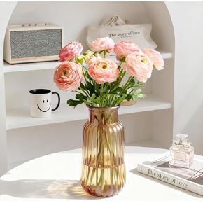 مزهرية زجاجية شفافة للزهور، مزهرية زهور مضلعة مقاس 8.8 بوصة لطاولة الطعام، المدخل، قطعة مركزية للزفاف، ديكور المنزل، مزهريات شفافة مزخرفة حديثة لغرفة المعيشة، المطبخ، المكتب in Kuwait