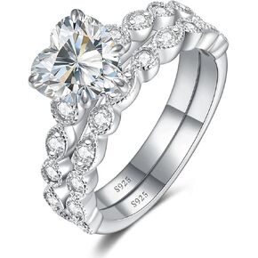 2CT Moissanite Promise Ring Set for Women, D Color VVS1 Heart Cut Vintage Milgrain Engagement Wedding Rings with Certificate, Anniversary Birthday Christmas Gift, Size 5-10 in Saudi Arabia
