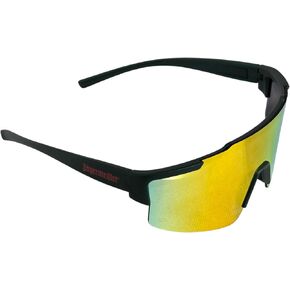 Jagermeister Sport Sunglasses, Shield Style, Mirrored Rainbow Lens, Black Frame, UV Protection in Saudi Arabia