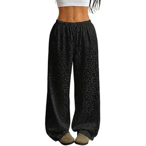 Aoulaydo Women's Satin Silk Wide Leg Pants Low Waist Baggy Pants Lounge Bottoms with Pockets for 2026 Trendy in Kuwait