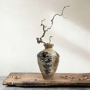 Rusty Vase,Rustic Ceramic Vase,Farmhouse Antique Pottery Vases,Wabi Sabi Decorative Vases for Living Room Decor,Centerpieces,Bedroom, Bathroom (Short) in Saudi Arabia