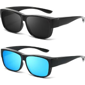 نظارات شمسية من FIMILU فوق النظارات الشمسية للرجال، نظارات شمسية مستقطبة تناسب النظارات الشمسية تلتف حول النظارات حماية من الأشعة فوق البنفسجية 400 أثناء القيادة (عبوتان) in Kuwait