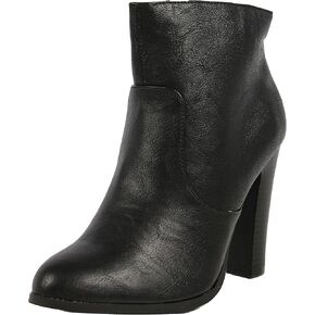 Delicious Women's Admit Almond Toe Chunky Wooden Heel Ankle Bootie in Kuwait