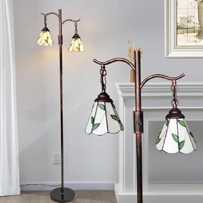 مصباح أرضي عتيق قابل للتعتيم، 2 مصباح قائم بمصابيح تيفاني، مصابيح أرضية مزرعة ريفية مع لمسة نهائية من النحاس الأحمر، لغرفة المعيشة وغرفة النوم in Kuwait