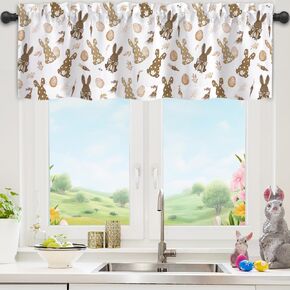 ستائر المطبخ لعيد الفصح من Vanleonet للنوافذ، ستائر نافذة المطبخ على شكل صليب عيد الفصح، ستارة نافذة متقاطعة بجيب قضيب لغرفة النوم وغرفة المعيشة مقاس 54 بوصة عرض × 18 بوصة طول، لوحة واحدة in Kuwait