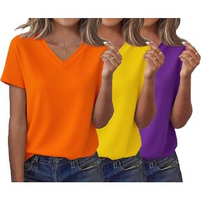 DANVOUY 3 Pack Womens V Neck Basic T Shirts Summer Tops 2026 Short Sleeve Tees Comfy Casual Vacation Clothes in Kuwait