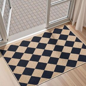 سجادة جوت سهلة الاستخدام من EDIMENS، سجادة فناء خارجية مقاس 3 × 5 للمدخل الداخلي والخارجي لغرفة المعيشة، سجادة مزرعة ماسية سوداء قابلة للغسل وغير قابلة للانزلاق للفناء الخلفي والشرفة الأمامية in Kuwait