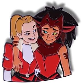 Cute Warrior Princess Couple Enamel Pin, Fantasy Girl Duo Lapel Pin, Hard Enamel Badge Gift in Kuwait