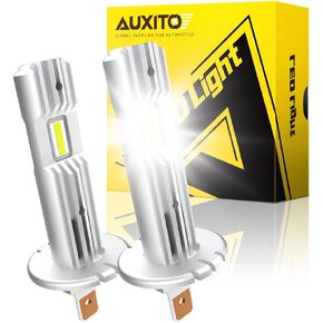 لمبة إضاءة LED H1 مطورة من AUXITO 2025، حجم صغير 1:1، لا يتطلب محول سهل التركيب، 6500K أبيض، مجموعة مصابيح الضباب LED بدون مروحة H1ll، Canbus جاهزة، التوصيل والتشغيل، حزمة من 2 in Kuwait