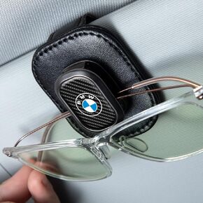 حامل النظارات الشمسية، حامل النظارات الجلدية المتوافقة مع واقي الشمس للسيارة من سلسلة BMW، وشماعة النظارات ومشبك بطاقة التذاكر، حامل النظارات للسيارة، للإكسسوارات، أسود in Kuwait