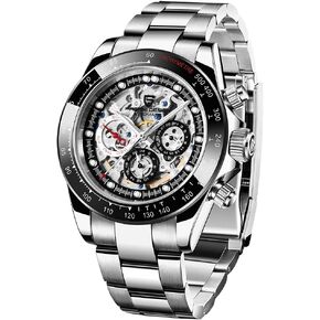 Pagani Design Luxury Men's Automatic Mechanical Watches Skeleton Dial Stainless Steel Rainbow Bezel Rubber Strap 100M Waterproof Sports Wristwatch in Kuwait