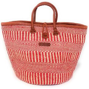 SAWA SAWA Bold and Brave Sisal Handwoven Beach Bag, Lightweight Market Basket with Leather Strap Handles and Button Closure, Large Straw Purse Ideal for Travel, Handmade Summer Tote Handbag for Women in Saudi Arabia