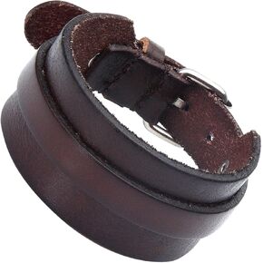 URBAN JEWELRY Genuine Leather Cuff Bangle Men's Bracelet (Adjustable 7.1 to 9.05 inches) in Kuwait