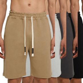 4 Pack Men's Shorts Casual Mens Beach Shorts with Pockets Athletic Cotton Sweat Shorts with Drawstring in Kuwait