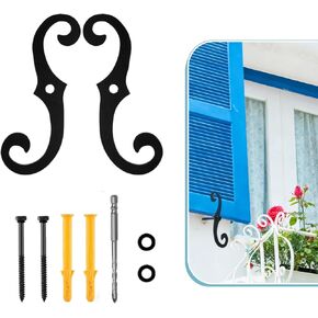 S Style Shutter Dogs Hardware, 6.3" Metal Shutter Fasteners with Set Screwsl, Decorative Window Tieback for Exterior Shutters, Home Decoration (2) in Kuwait