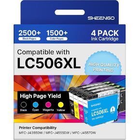 LC506 LC506XL Ink Cartridges High Yield LC 506 XL Compatible with Brother LC506XL Ink Cartridges for Brother Printer MFC-J4355DW MFC-J4555DW MFC-J4557DW Printer (4 Pack, Black, Cyan, Magenta, Yellow) in Kuwait