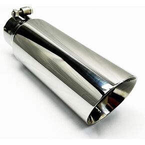 Exhaust Tip 3.00" Inlet 4.00" OD 3.00" ID X 12.00" Long WDW40012-300-BOSS-S Slant Double Wall Polished Stainless Steel Wesdon Exhaust Tip in Kuwait
